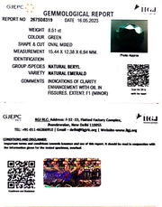 8.51/CT Natural Panna Stone with Govt. Lab Certificate (34410)